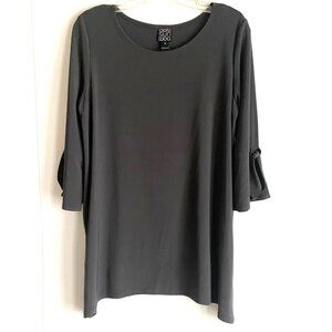 size M Clara Sun Woo tie cuff 3/4 sleeve side vent tunic top blouse gray lagenlo
